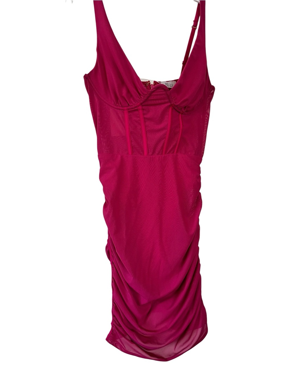 Oh Polly Magenta Ruched Slip Dress